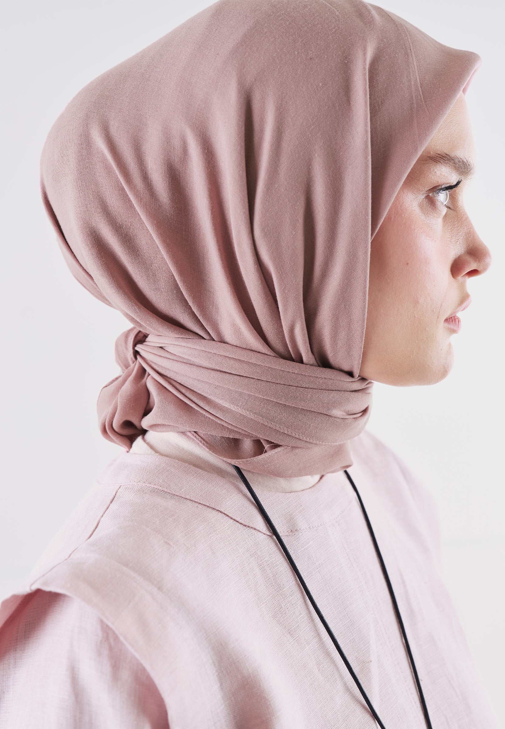 Pamuk Keten Eşarp Soft Pembe