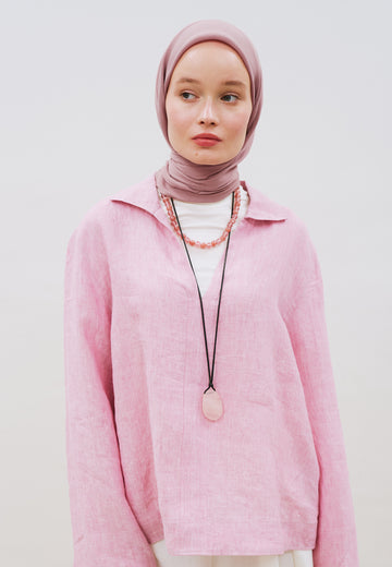 Pamuk Keten Eşarp Soft Pembe