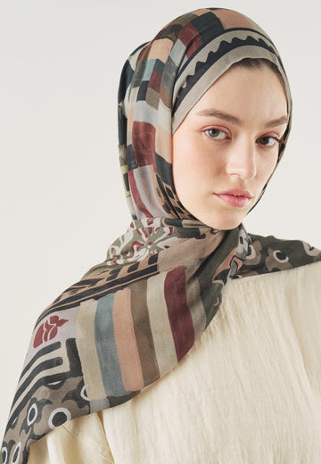 Siyah Petra Desen Soft Viskon Şal