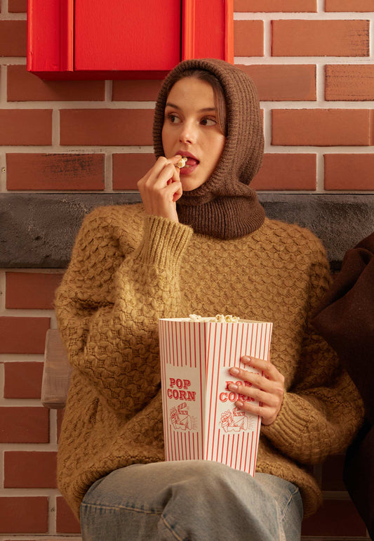 Kahverengi Yünlü Triko Başlık