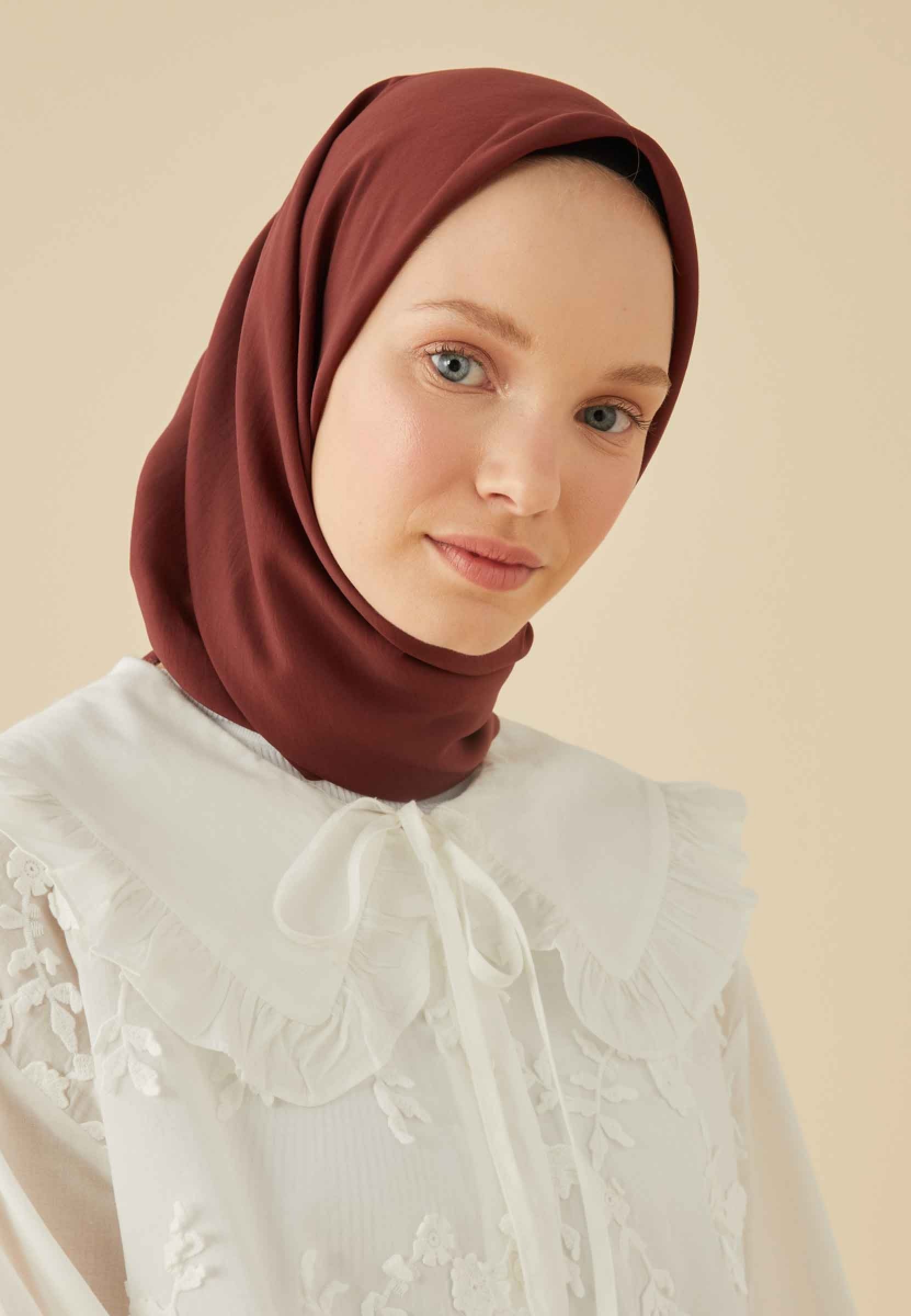 Koyu Bordo Pamuk İpek Eşarp