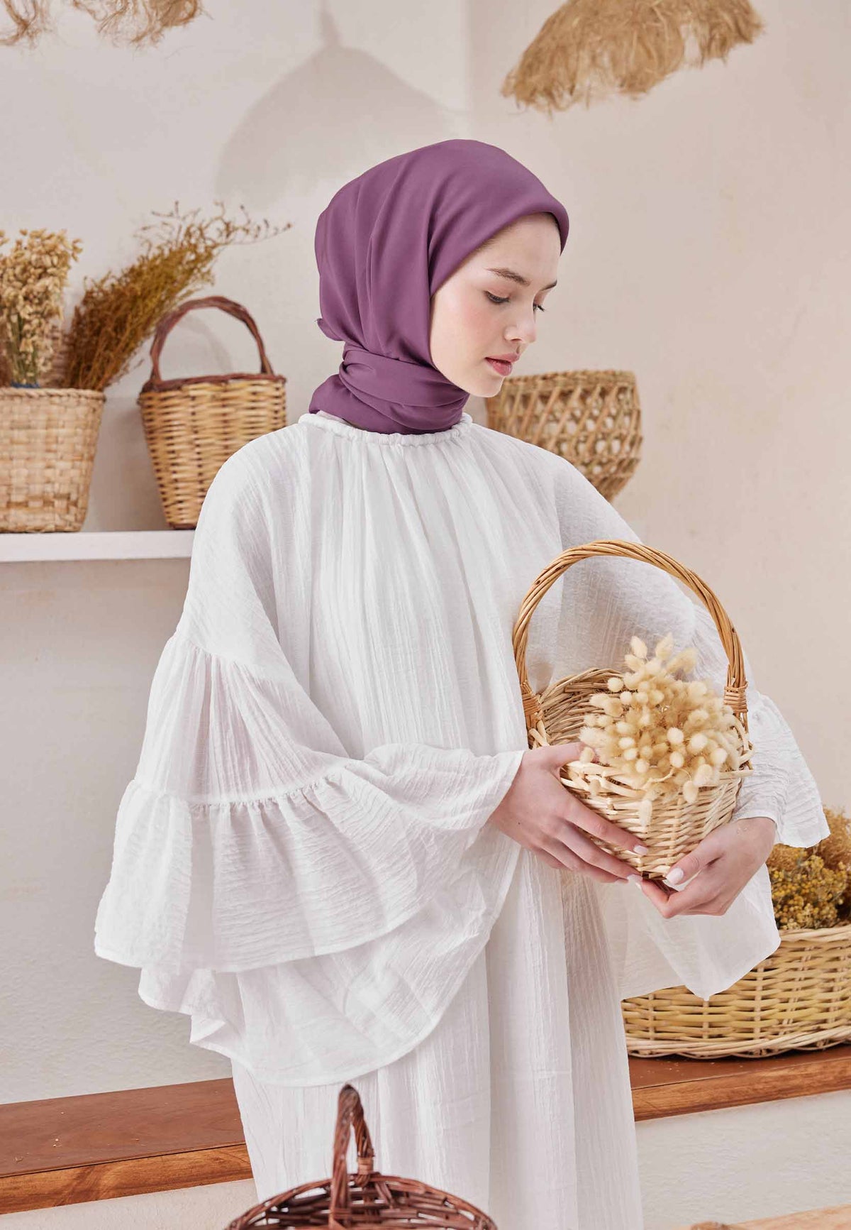 Mürdüm Pamuk İpek Eşarp