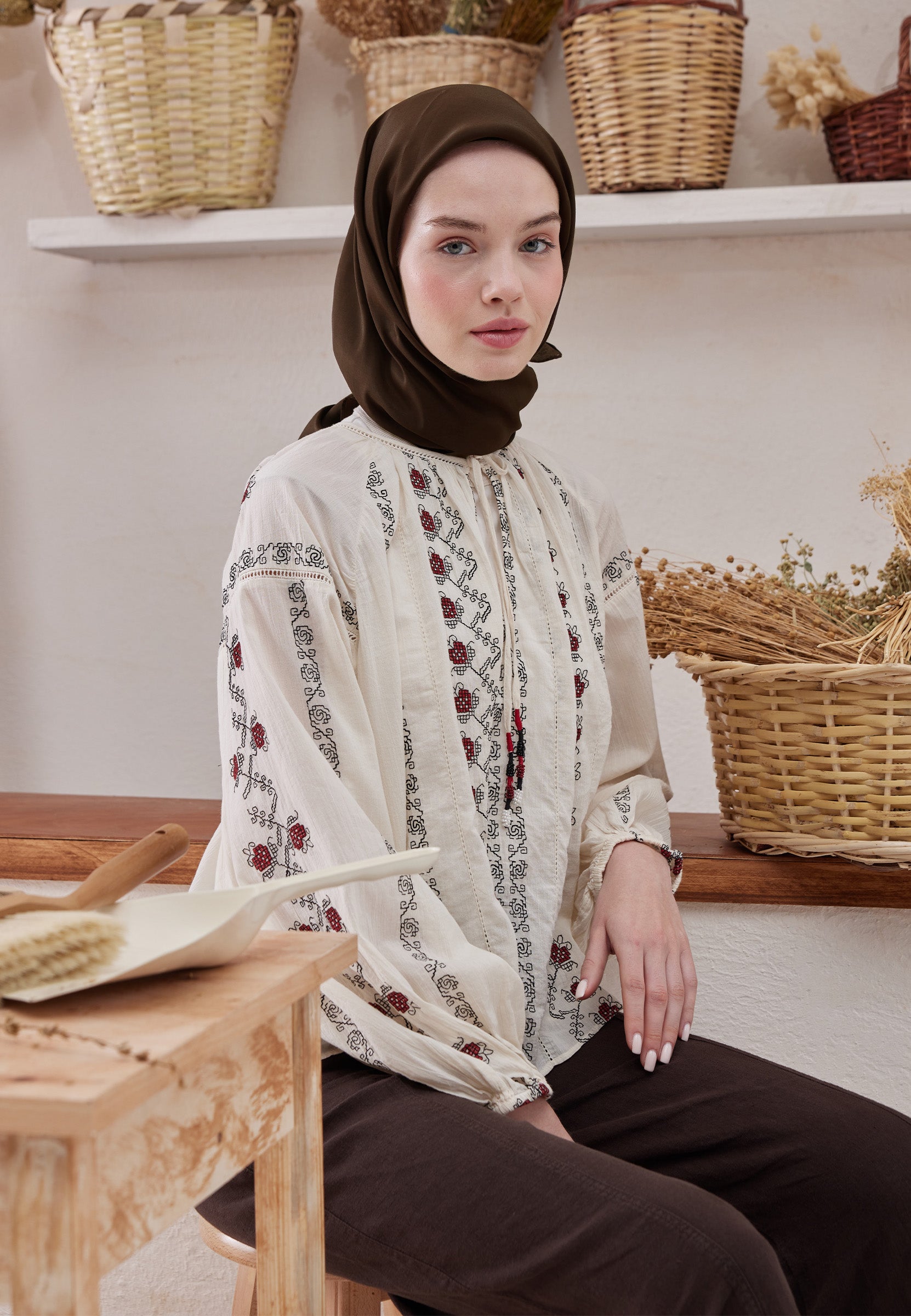 Acı Kahve Pamuk İpek Eşarp