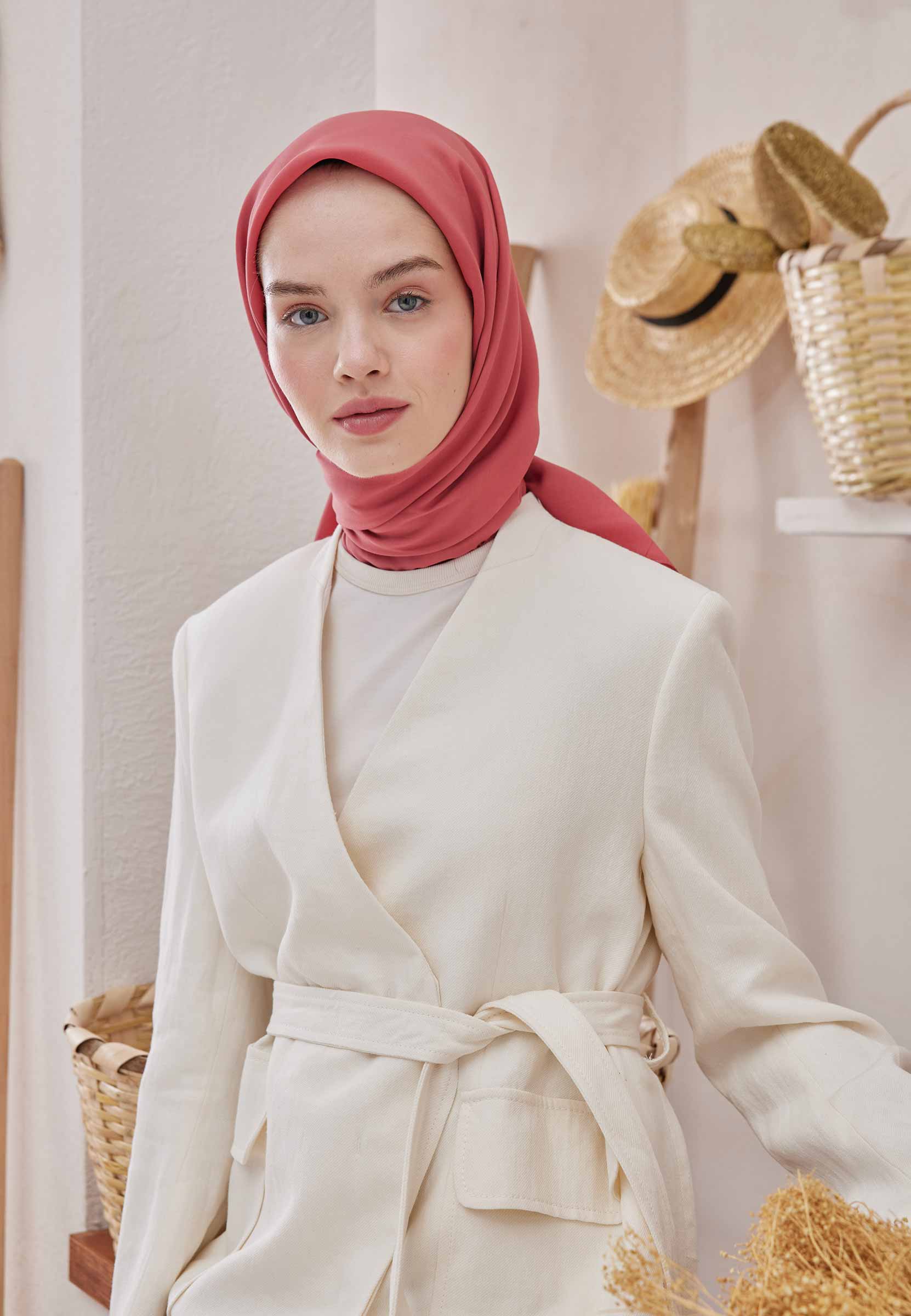 Rose Pamuk İpek Eşarp