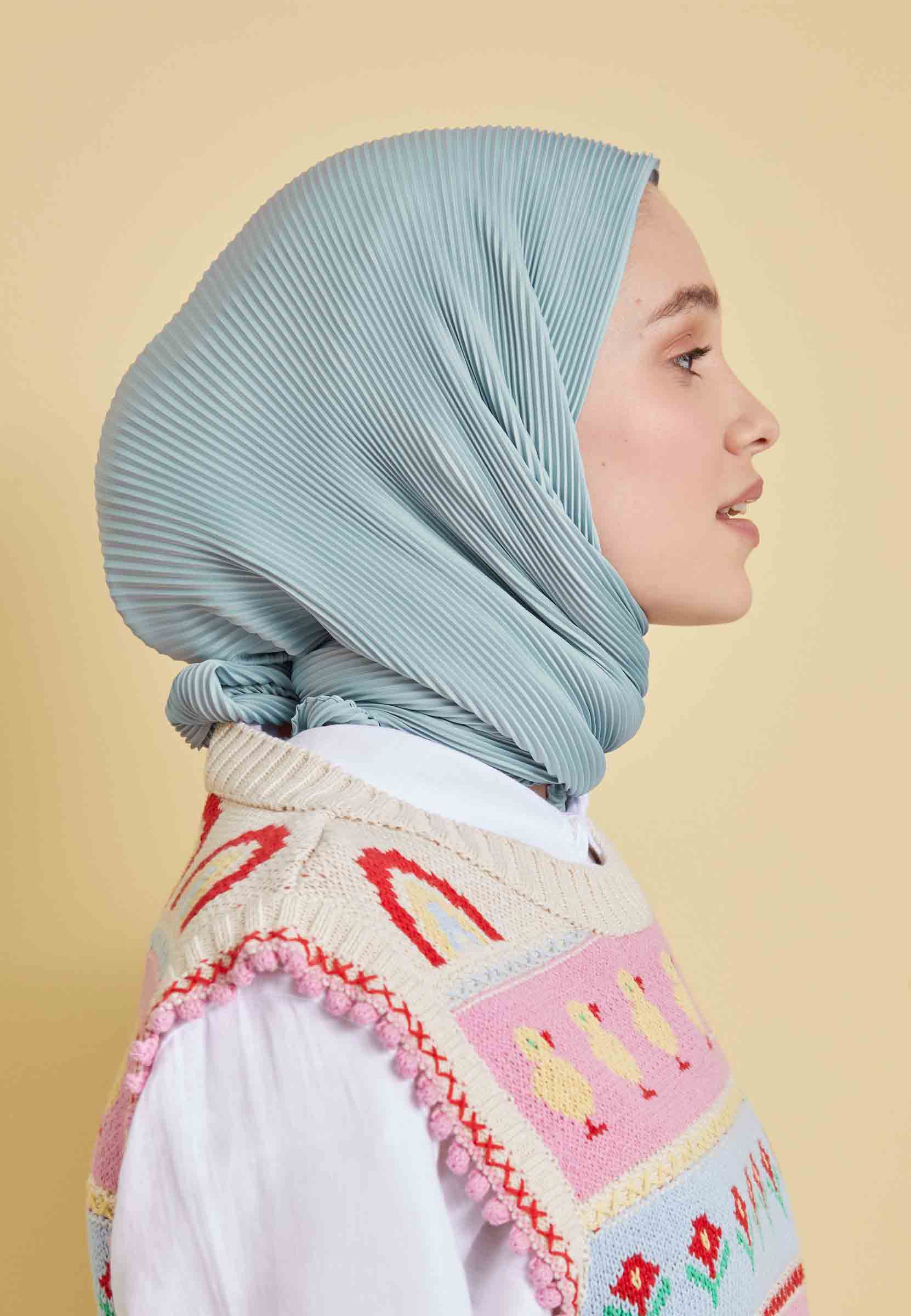 Pastel Mavi Pilise Eşarp