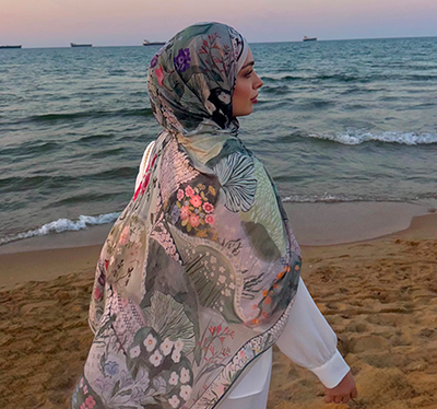 Blooming Summer Desen Rami Viskon Şal Derin Yeşil