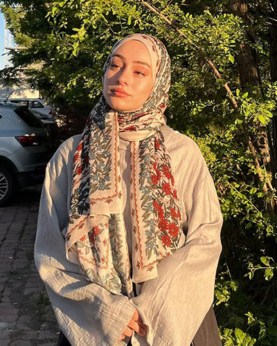 Briony Desen Soft Viskon Şal Koyu Kırmızı