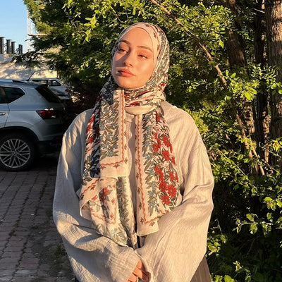 Briony Desen Soft Viskon Şal Koyu Kırmızı