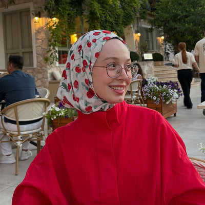 Cherry Desen Rami Şal Ekru
