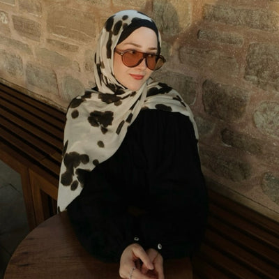 Cow Print Desen Rami Şal Bej