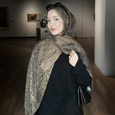 Dot Elegance Desen Rami Şal Çikolata Kahve