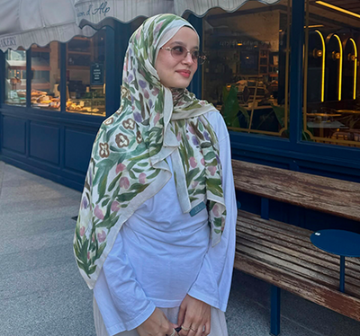 Floral Whimsy Desen Rami Viskon Şal Yeşil