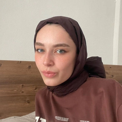 İnce Pamuk Vual Şal Çikolata Kahve