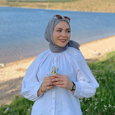 İnce Pamuk Vual Şal Gumus