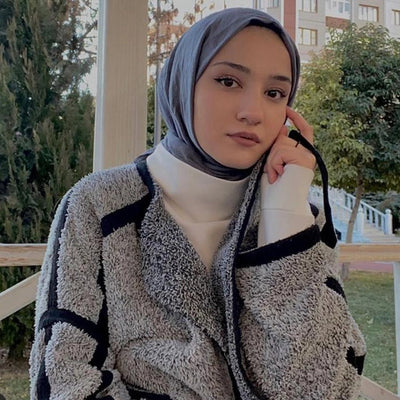 İnce Pamuk Vual Şal Mavi / Gri