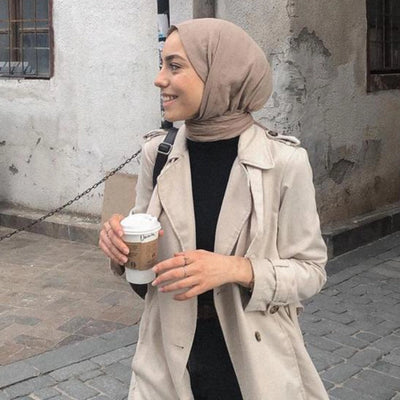İnce Pamuk Vual Şal Koyu Vizon