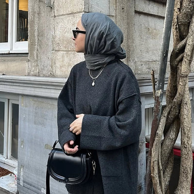 İnce Pamuk Vual Şal Soğuk Gri