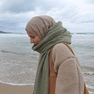 İnce Pamuk Vual Şal Naturel Bej
