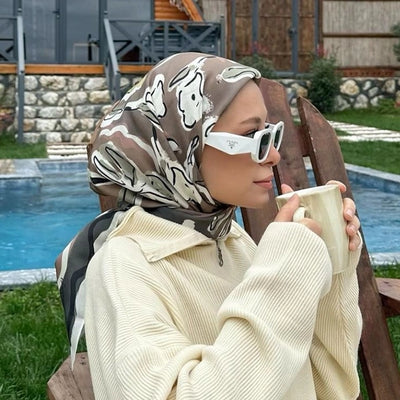 Aspen Desen Pamuk İpek Eşarp Antrasit