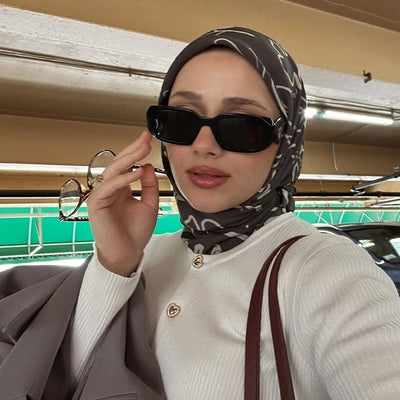 Luna Desen Pamuk İpek Eşarp Acı Kahve