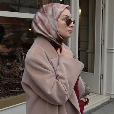 Blaır Desen Pamuk İpek Eşarp Gül Kurusu
