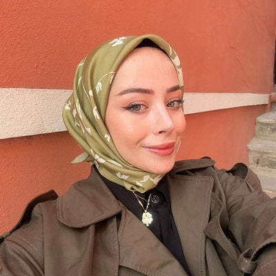 Perla Desen Pamuk İpek Eşarp Yeşil