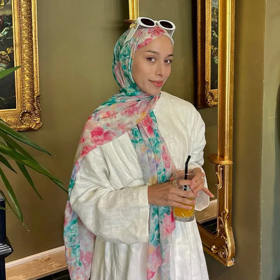 Fiona Desen Rami Şal Pembe