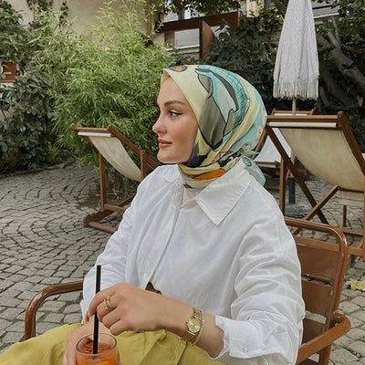 315mila Desen Pamuk Vual Eşarp Pastel Mavi