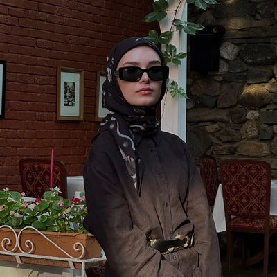 Bridget Desen Pamuk Vual Eşarp Vizon