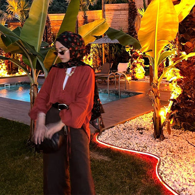 Cherry Desen Rami Şal Siyah