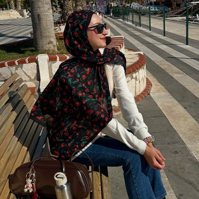Cherry Desen Rami Şal Lacivert