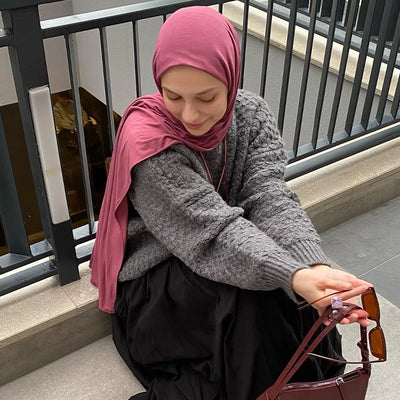 Bambu Penye Şal Gül Kurusu