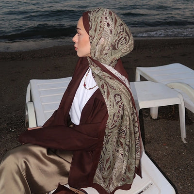 Nordıc Paısley Desen Şal Kahve