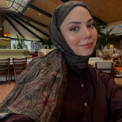 Etnıc Paısley Desen Şal Koyu Kahve