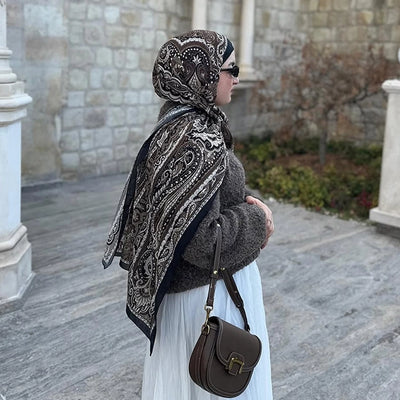 Etnıc Floral Desen Şal Toprak