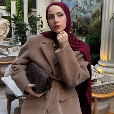 Bambu Penye Şal Koyu Bordo