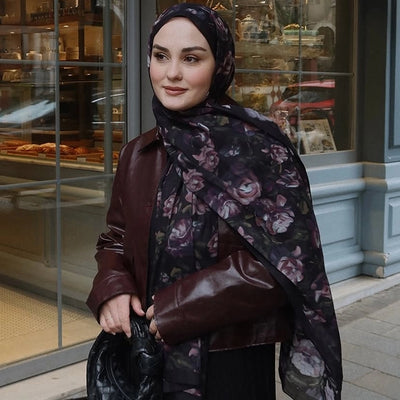 Wıld Rose Desen Vual Şal Lavanta