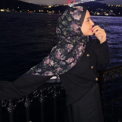 Wıld Rose Desen Vual Şal Lavanta