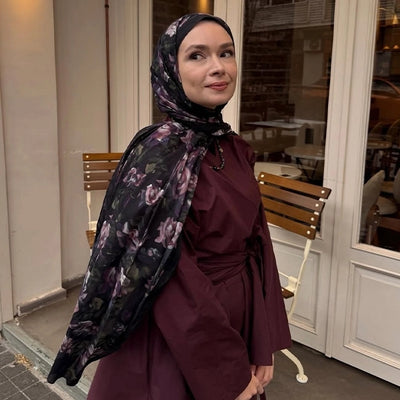 Wıld Rose Desen Vual Şal Lavanta