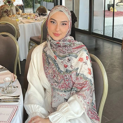 Alıza Desen İpek Krep Şal Bej