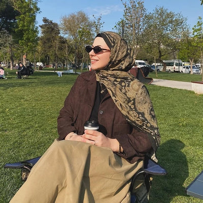 Paısley Elegance Desen Şal Sütlü Kahve