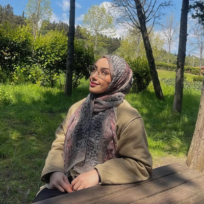 Adella Desen İpek Krep Şal Gülkurusu