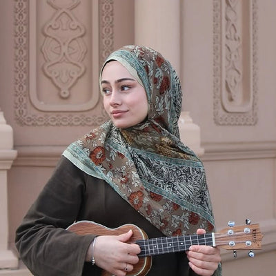 Adella Desen İpek Krep Şal Toprak
