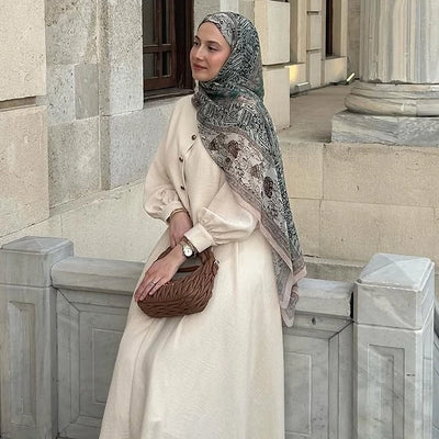 Adella Desen İpek Krep Şal Bej