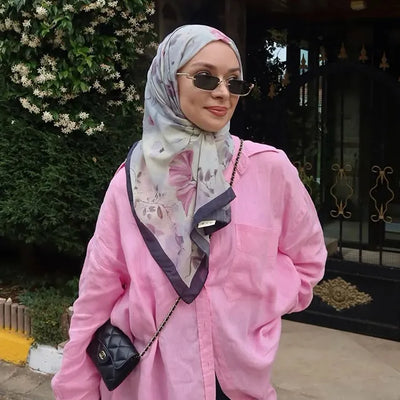 Sweet Wıllıam Desen Rami Şal Soft Mavi