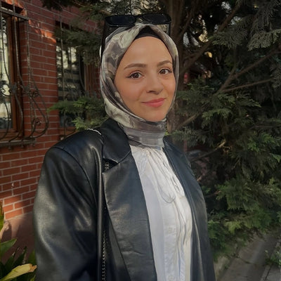Roslyn Desen Pamuk İpek Eşarp Koyu Yeşil