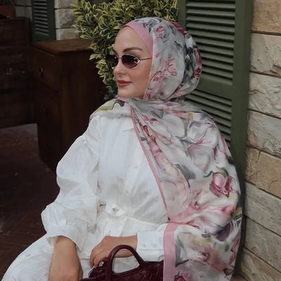 Nerıssa Desen Rami Şal Soft Pembe