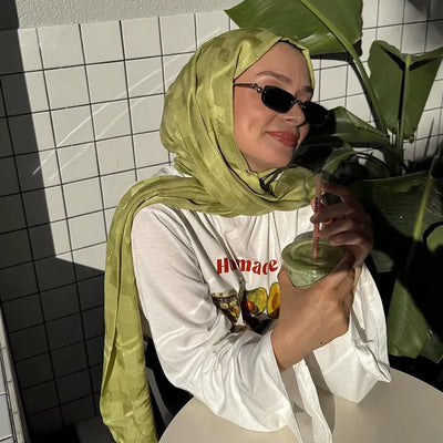 Nori İpeksi Jakar Şal Olive