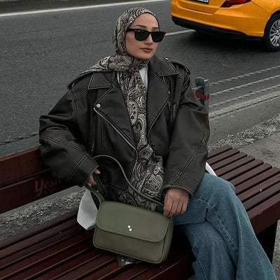 Dark Bohemy Desen İpek Krep Şal Siyah