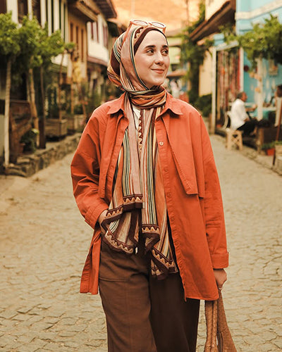 Line Harmony Desen Soft Viskon Şal Bordo